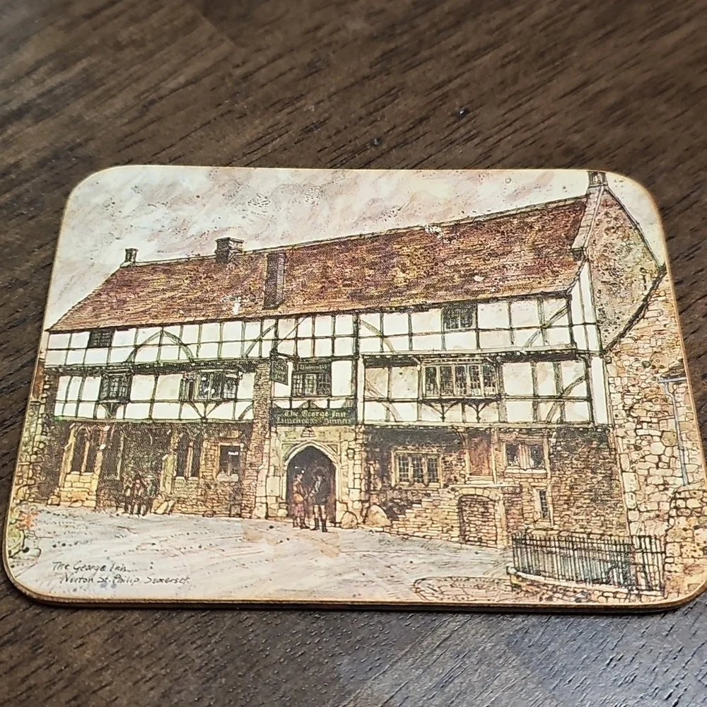 🇬🇧 Vintage Clover Leaf Coasters Set of 5 English Village Scenes